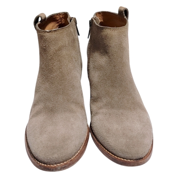 Madewell Brown Suede Leather Billie Stacked Heel Ankle Boots Womens Size 8.5 - Picture 4 of 10